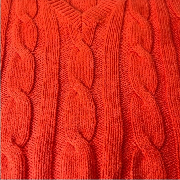 Madewell Cable Knit V-Neck Sweater Cropped Cozy Orange Size XS - Picture 5 of 12